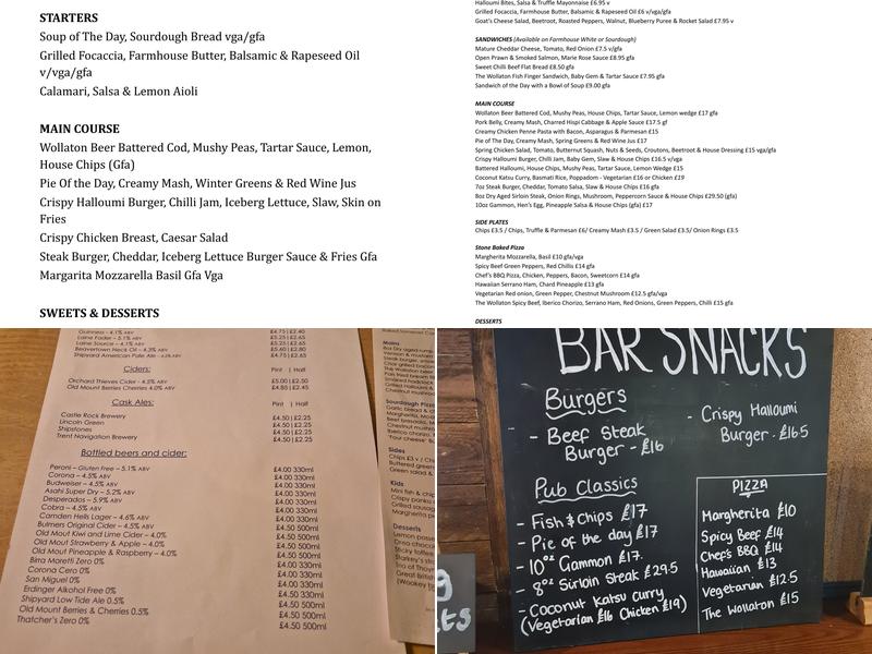 Wollaton Pub & Kitchen Menu