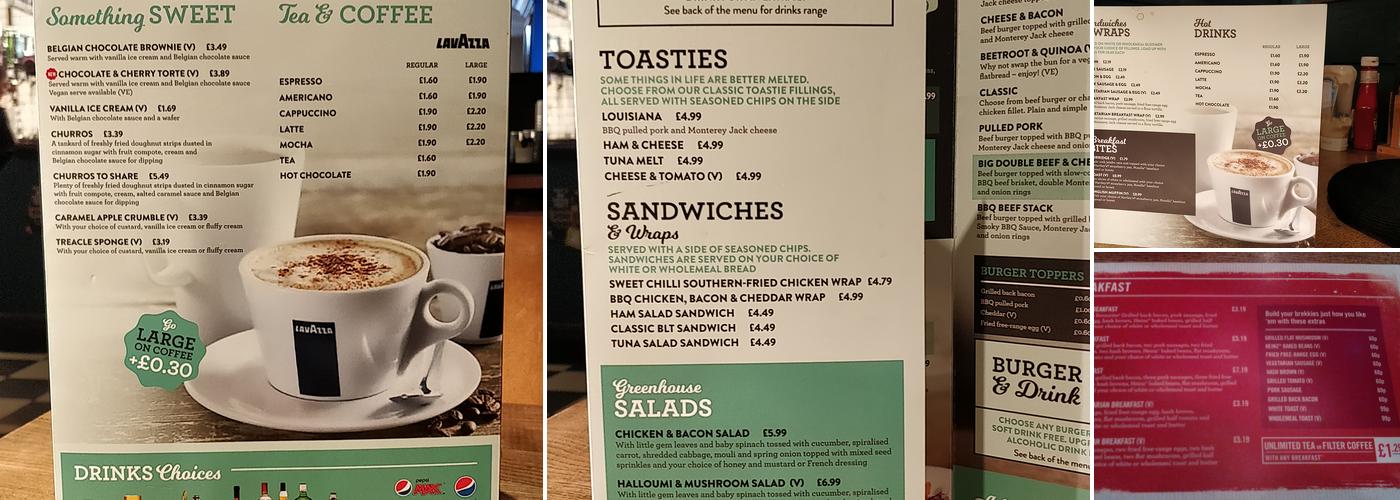 The Three Crowns Menu