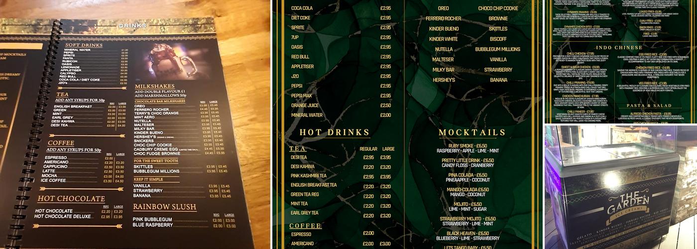 The Garden Nottingham Menu