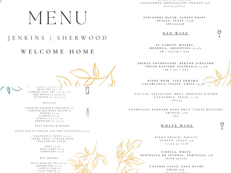 Jenkins Bar Menu