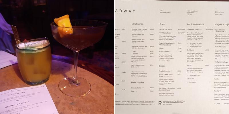 Broadway Cafe Bar Menu