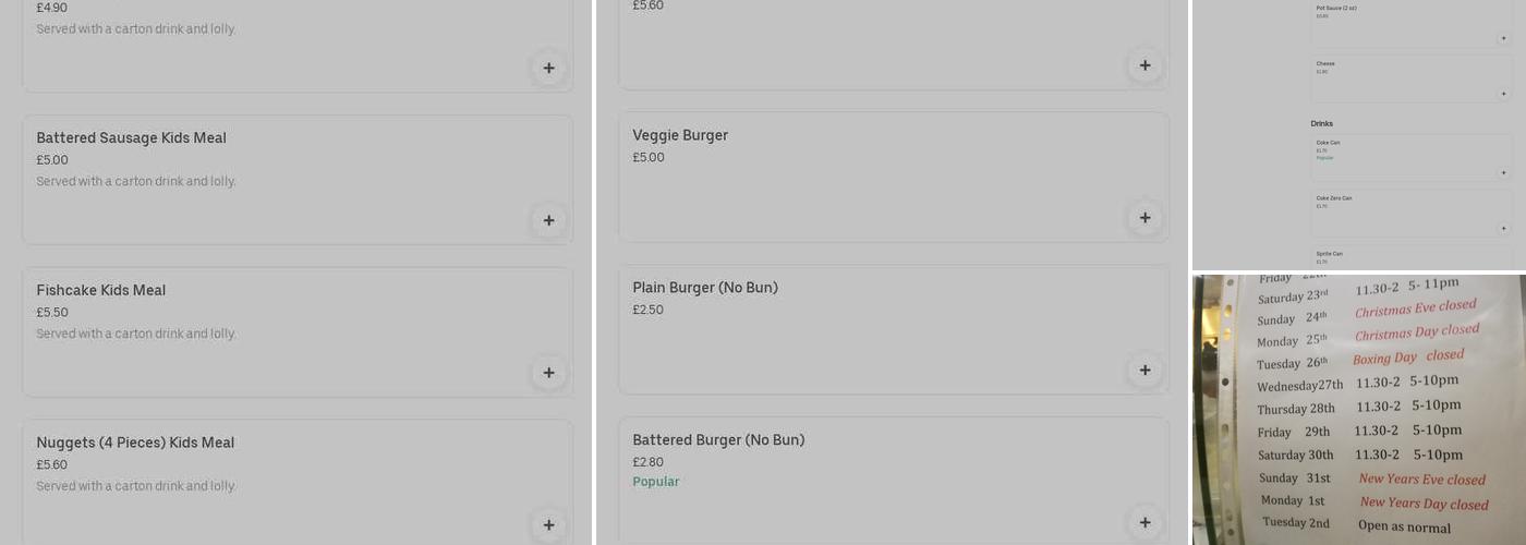 The Priory Fish and Chips Menu