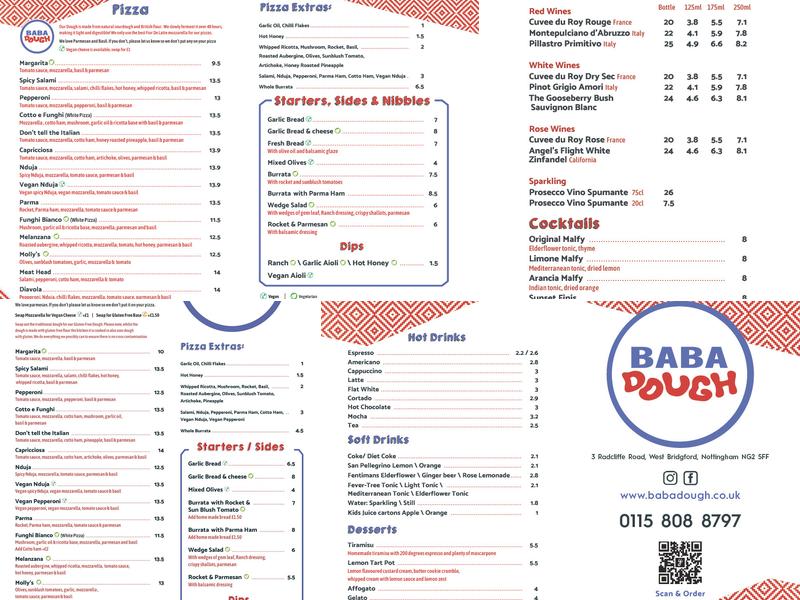 Baba Dough Menu