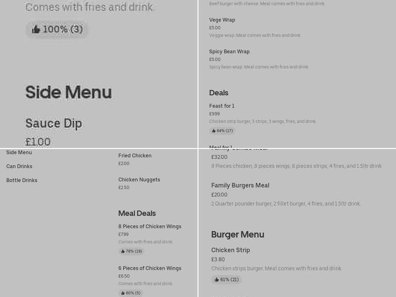 Maryland Chicken Menu