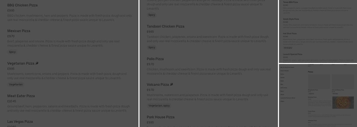 Levanti's Pizza & Burgers Menu