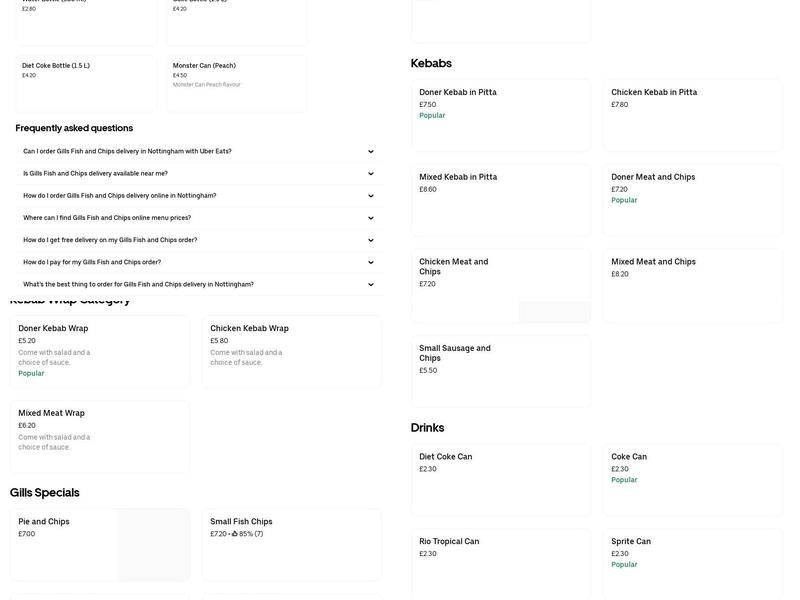 Gill's Fish & Chips Menu