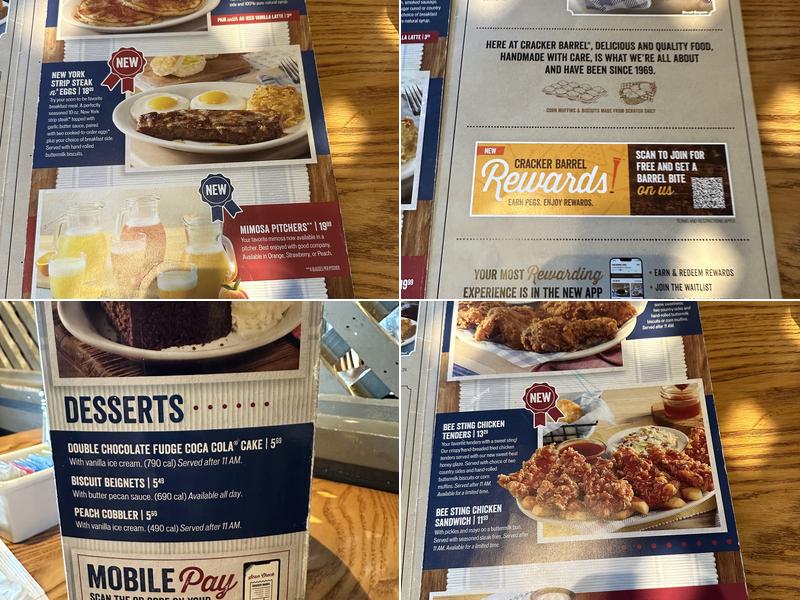 Cracker Barrel Old Country Store Menu