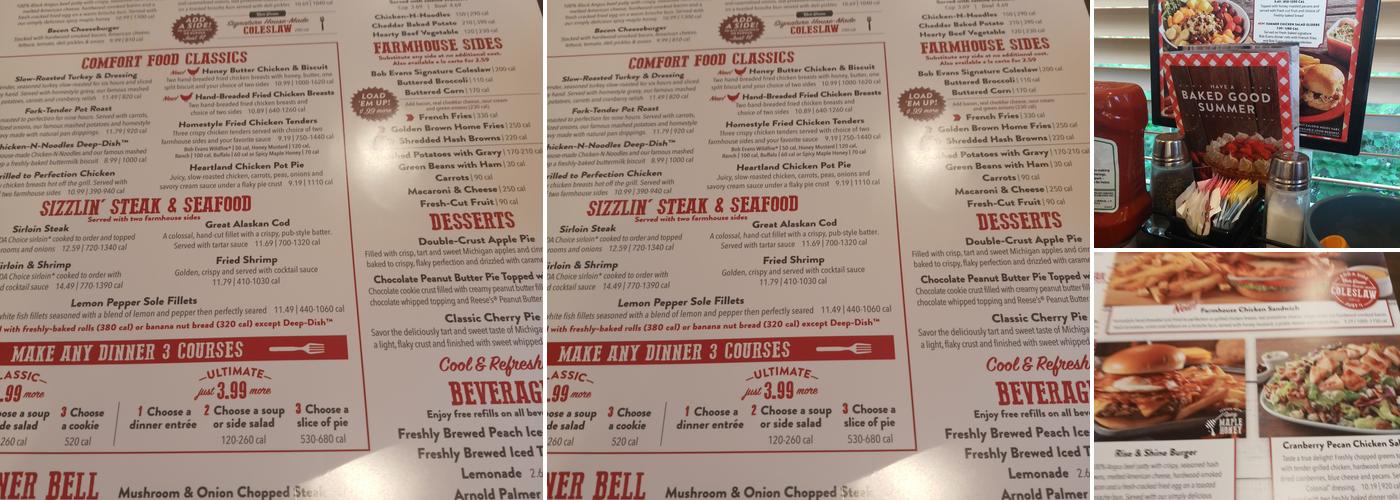 Bob Evans Menu