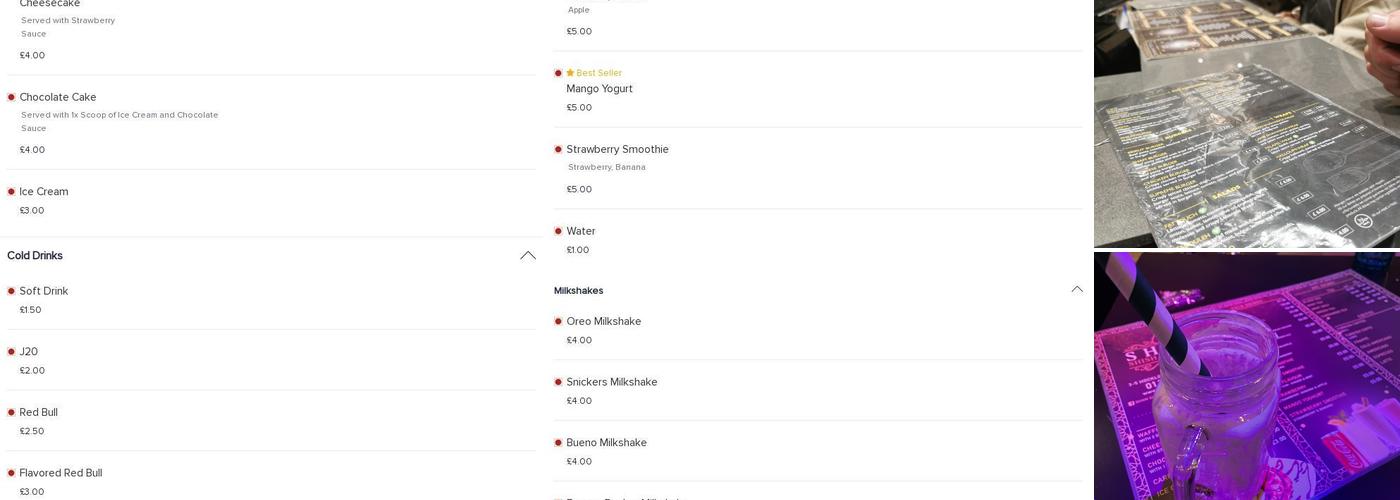 Sham Shisha Lounge Menu