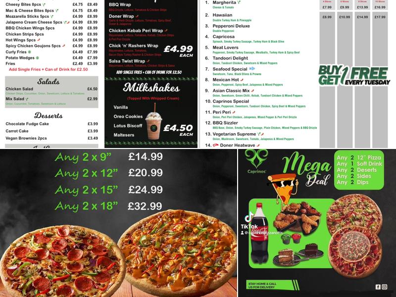 Caprinos Pizza Stapleford, Nottingham Menu