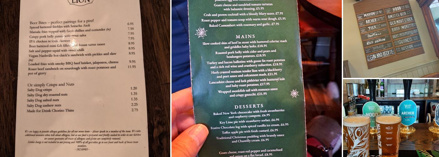 White Lion Beeston Menu