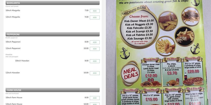 The Anchor Takeaway Menu