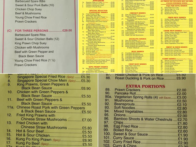 Golden Dragon Menu