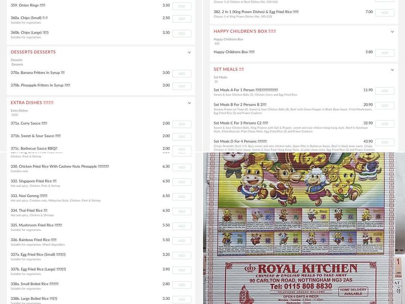 Royal Kitchen Menu