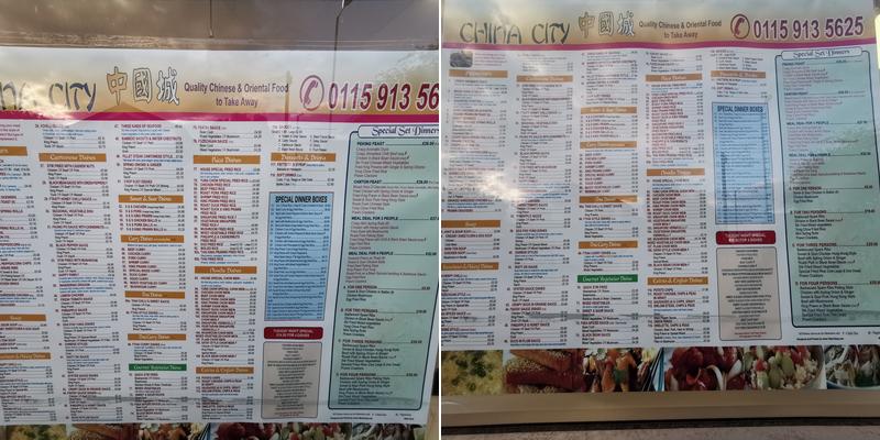 China City Menu