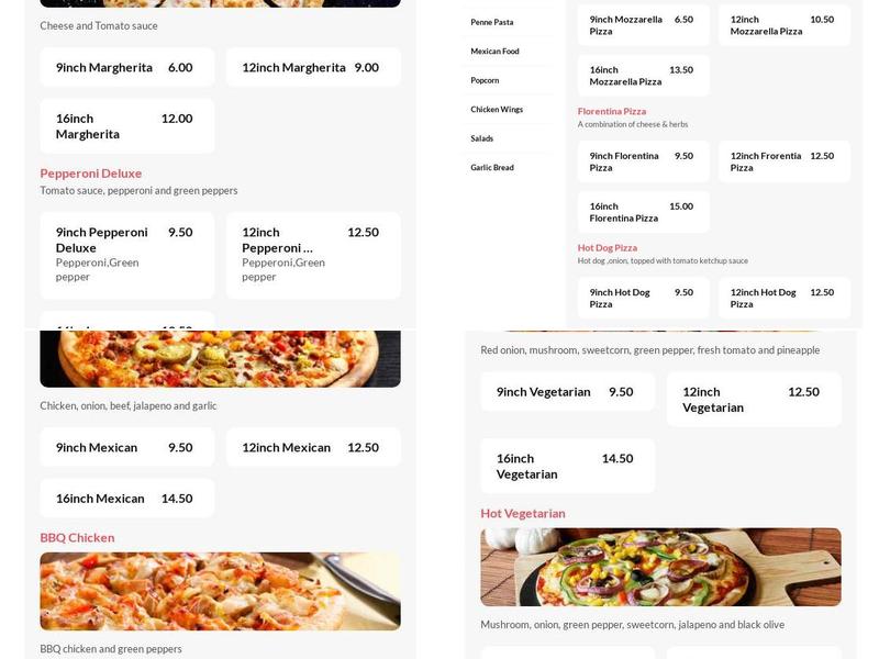 Efes Pizza & Pasta Limited Menu