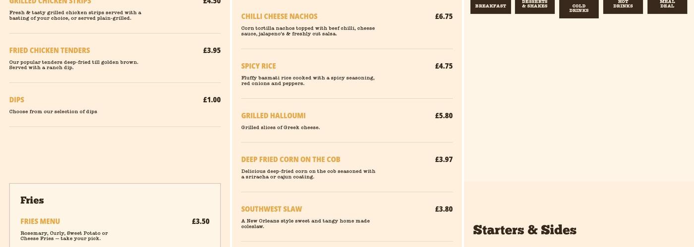 Wraps & Wings Menu