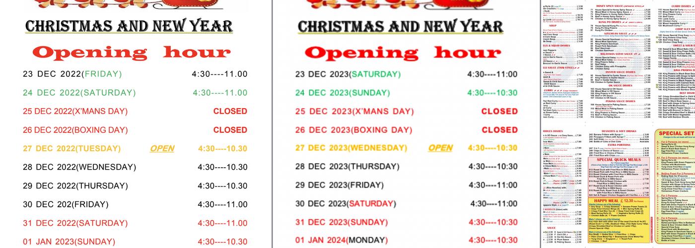 Tang’s Arnold Menu
