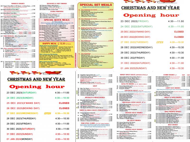 Tang’s Arnold Menu