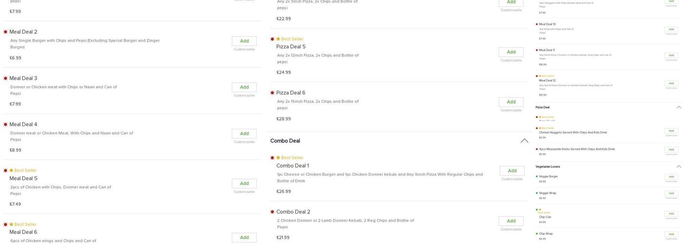 Best Pizza and Kebab Menu