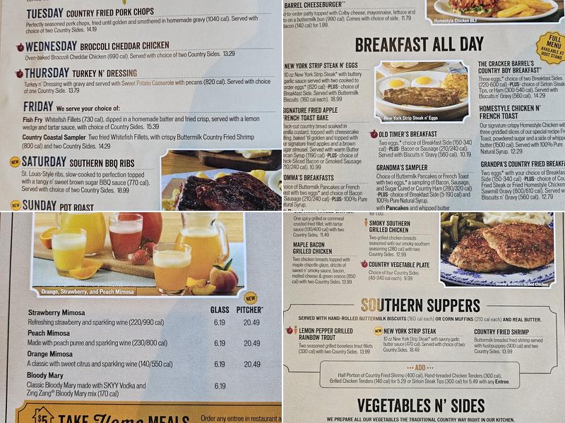 Cracker Barrel Old Country Store Menu