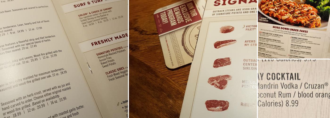 Outback Steakhouse Menu