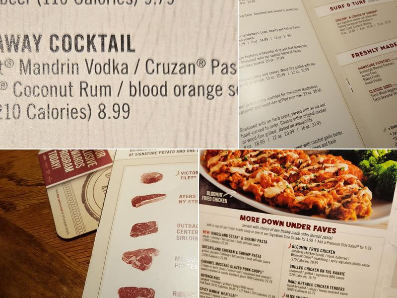 Outback Steakhouse Menu