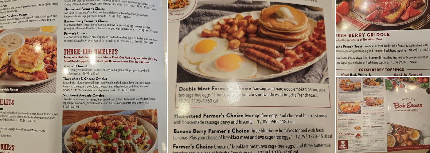 Bob Evans Menu
