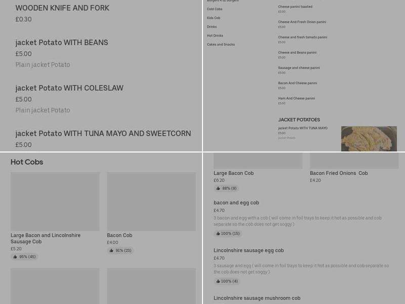 Andy's Salad Bar Menu