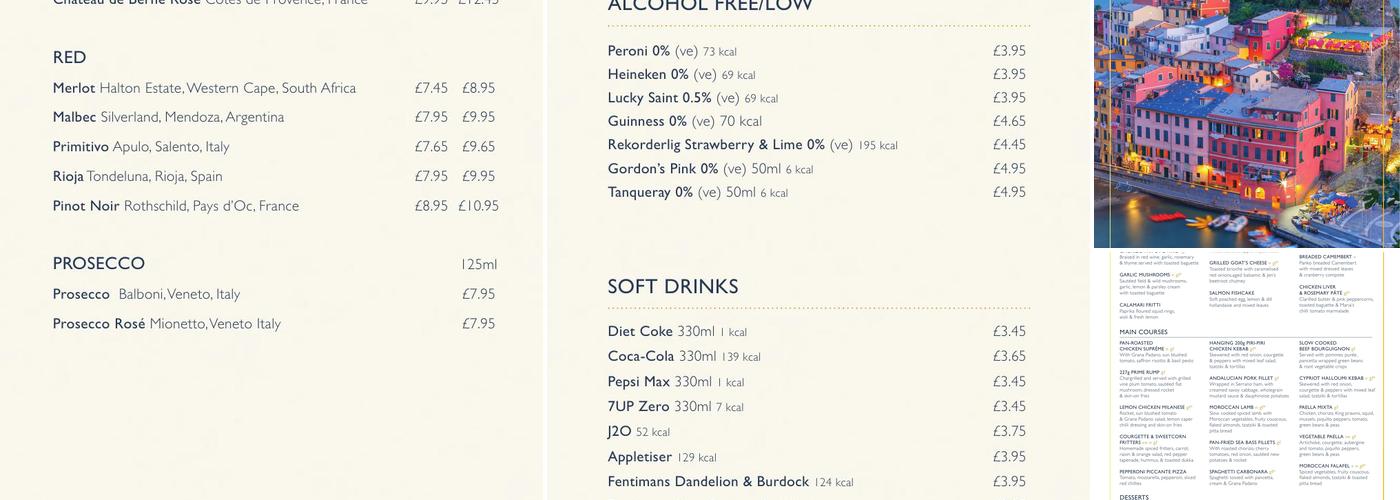 Ego At The Cedar Tree, Nuneaton Menu