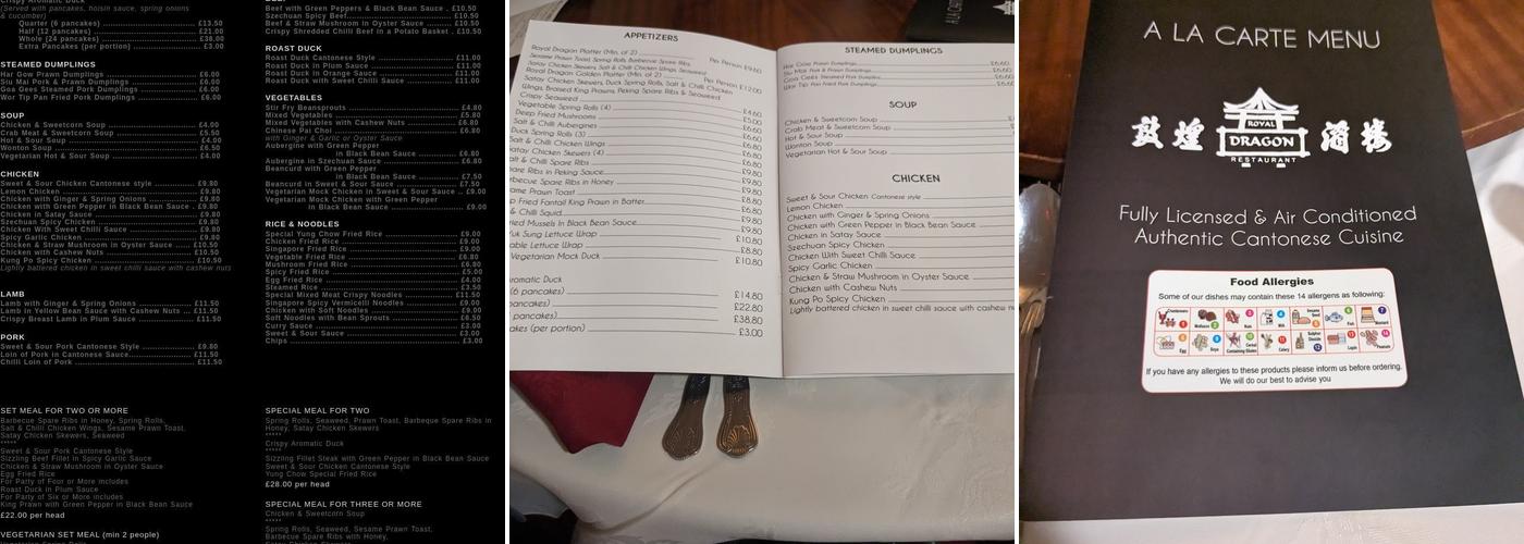 Royal Dragon Restaurant Menu