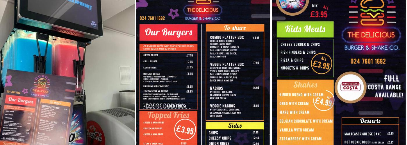 The Delicious Burger & Shake Company Menu