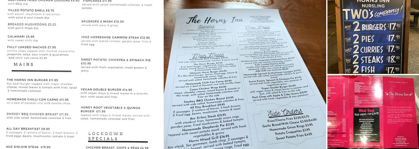 The Horns Inn Menu
