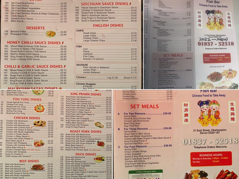 Wongs Fish Bar Menu