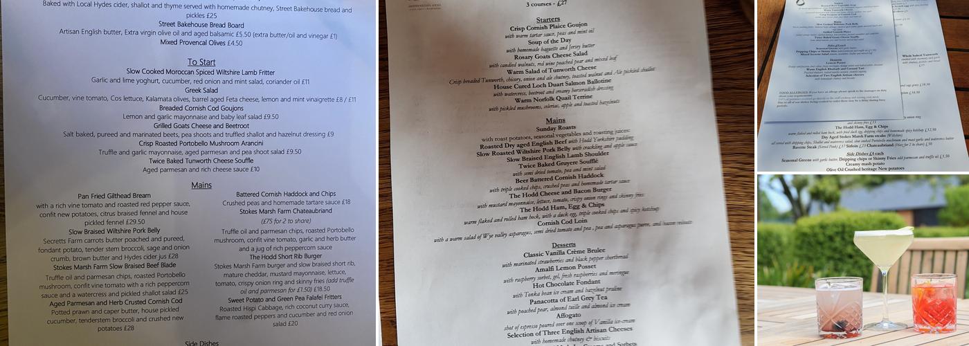 The Hoddington Arms Menu
