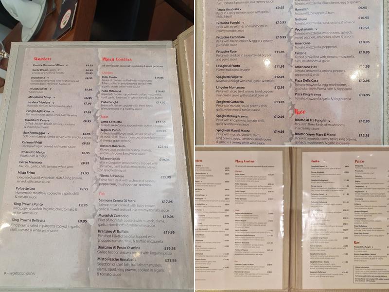 Punto Italian Pizzeria & Restaurant Menu