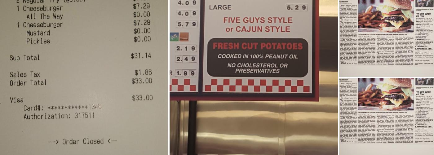 Five Guys Menu