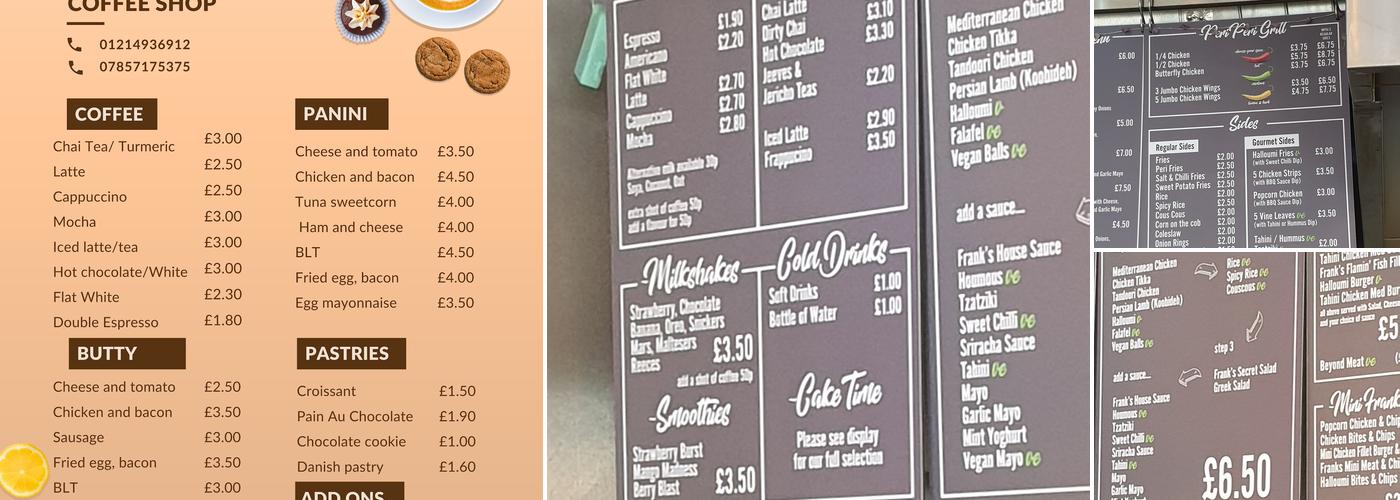 Frank's Grill and Coffee House Menu