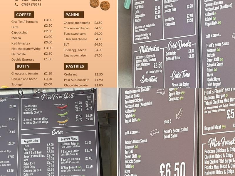 Frank's Grill and Coffee House Menu