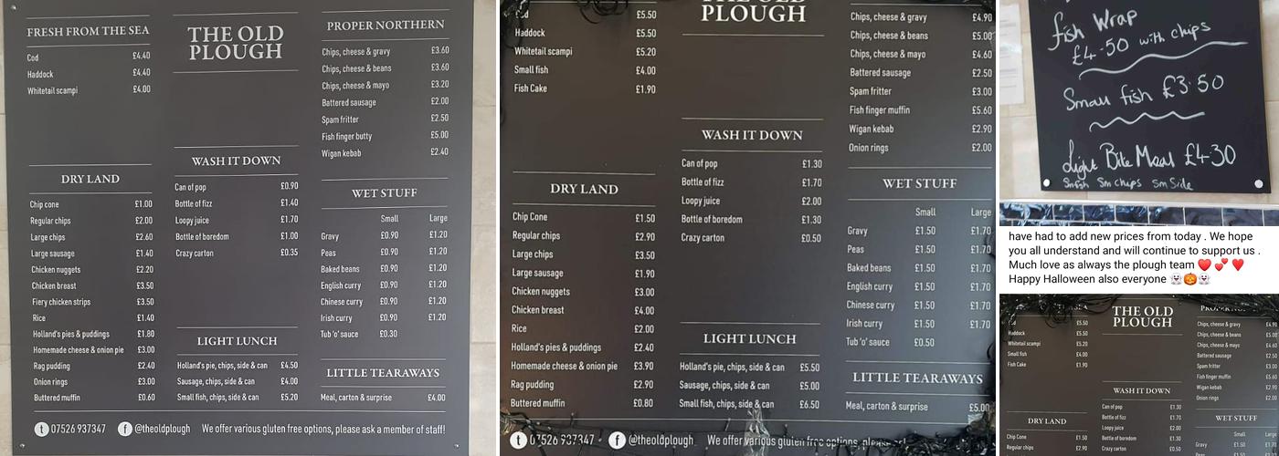 Old Plough Chippy Menu