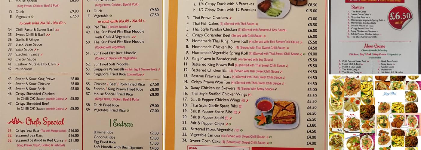 JING THAI RESTAURANT Menu