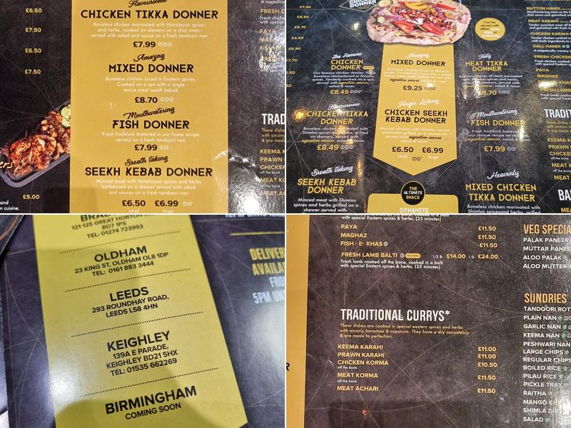 Shimlas Oldham Menu