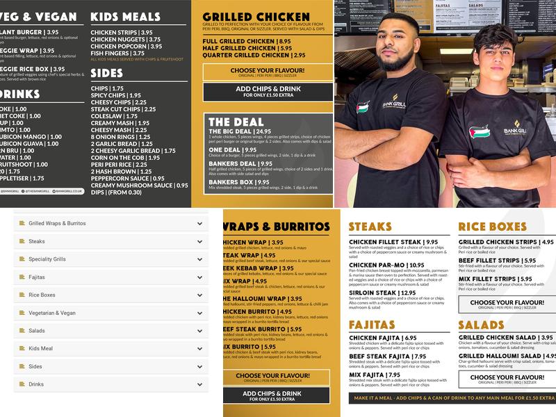Bank Grill Menu