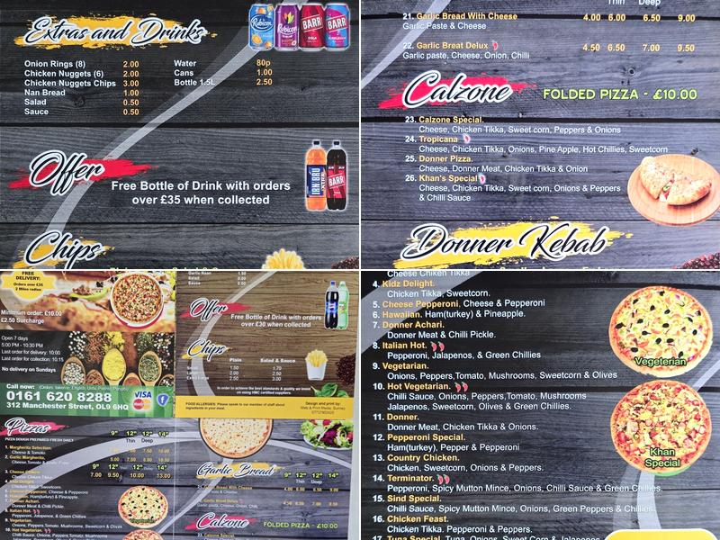 Khan's Pizza Menu