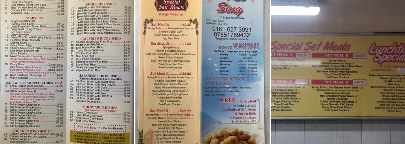 KEE SING Chippy Menu