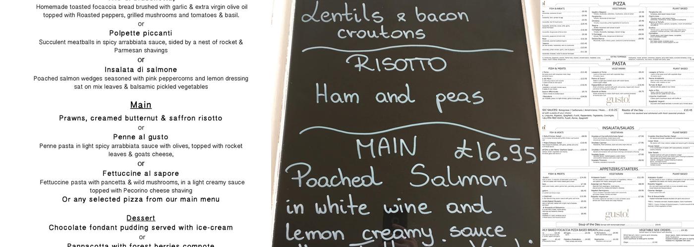 Gusto Trattoria Menu