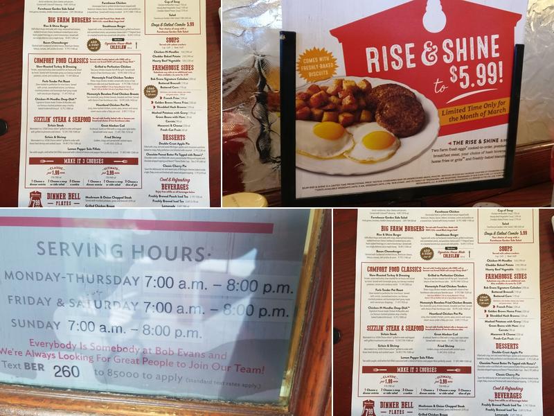 Bob Evans Menu