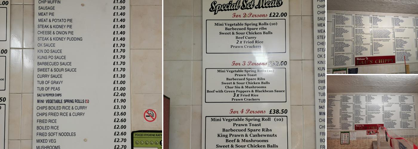 Lau's Chippy Menu