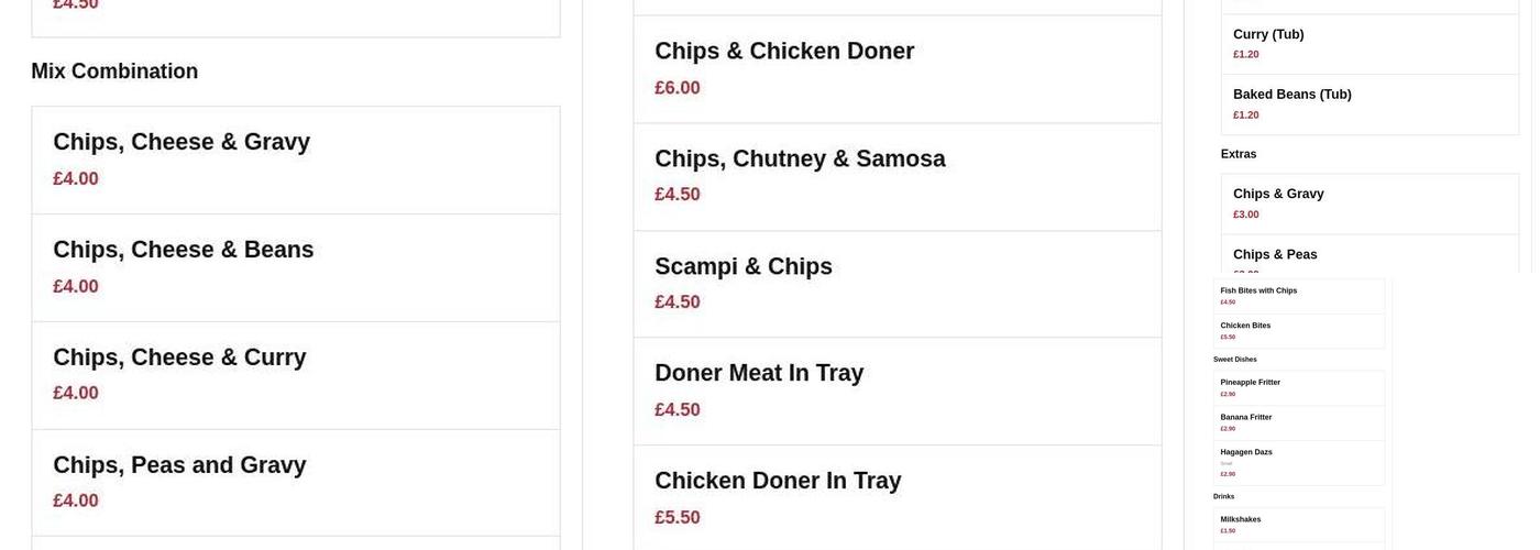 Our Chippy & Kebab House Menu