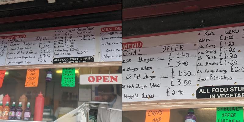 Mr Chippy Menu